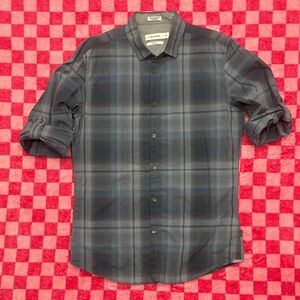 Calvin Klein Men's Blue/Gray Plaid Button-Down Shirt